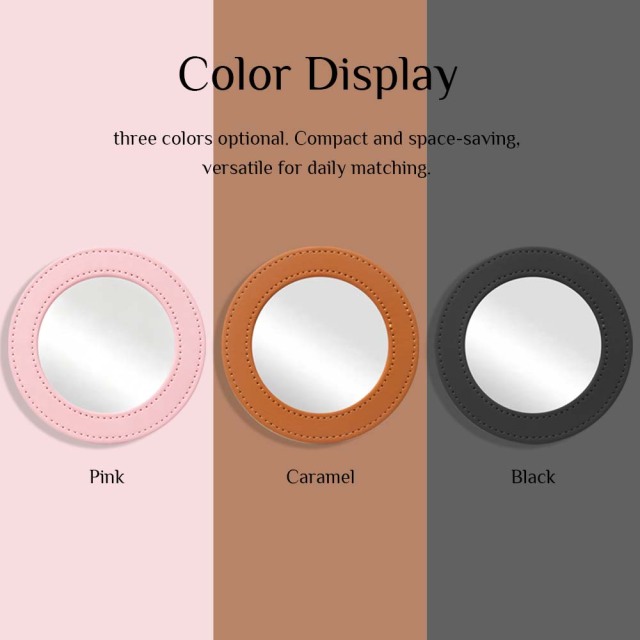 Sublimation Blank PU Leather Pocket Mirror Factory Direct Portable Round Mirror with Printable Back Bulk Supply