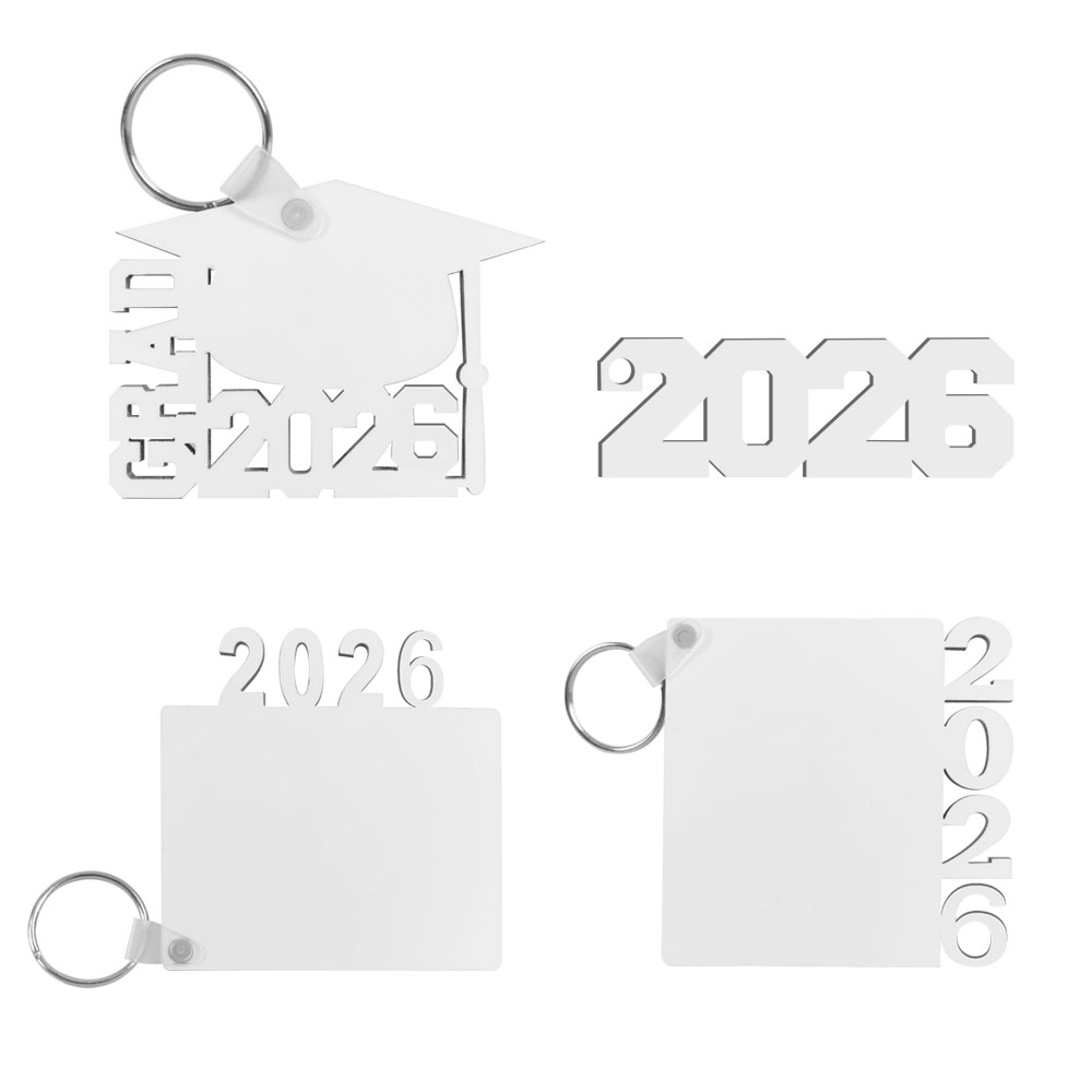2026 Grad Season MDF Keychain Bulk Supply Sublimation Blank Custom Print Grad Souvenir Key Ring