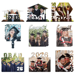 2026 Graduation Sublimation Blank MDF Photo Frame & Keychain Factory Direct 9 Styles Grad Souvenir Bulk Supply