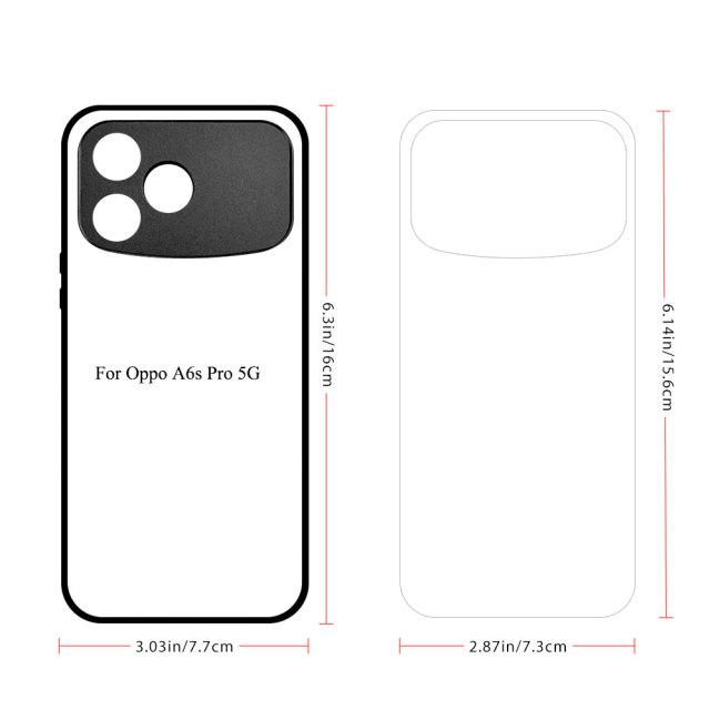 For Oppo A6C, A6X, A5 5G,A5 Pro 5G,A3X 5G,A3 Pro 5G Sublimation 2D TPU Case Cover With Aluminum Insert Blank Phone Case