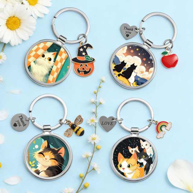 Sublimation Blank Metal Keychain For Business Custom DIY Children Fidget Gift Key Ring Wholesale