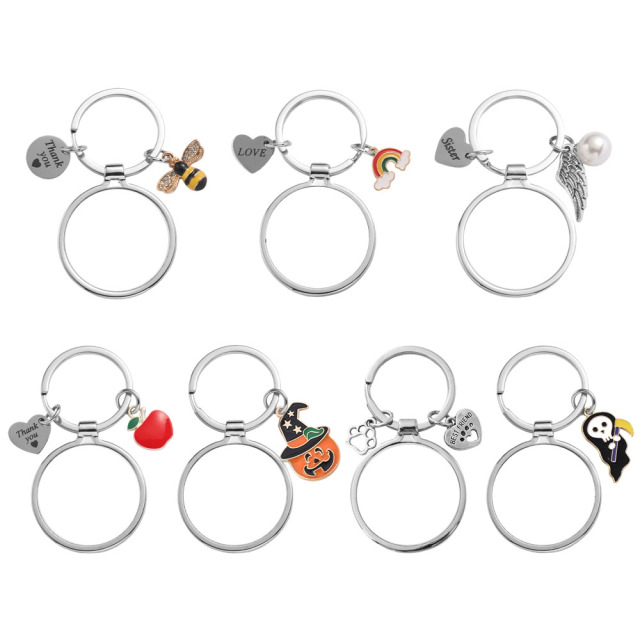 Sublimation Blank Metal Keychain For Business Custom DIY Children Fidget Gift Key Ring Wholesale