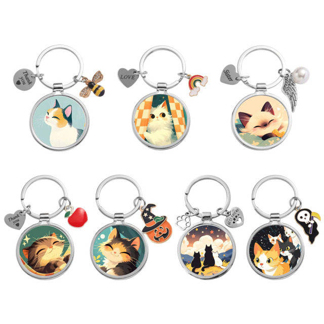 Sublimation Blank Metal Keychain For Business Custom DIY Children Fidget Gift Key Ring Wholesale