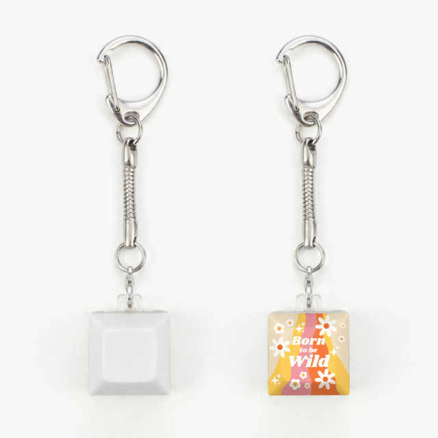 Sublimation Blank Stress Relief Push Button Keychain LED Light Up Keycaps Keyring 3 Designs Regular & Glowing Version for Personalized Gift DIY Craft