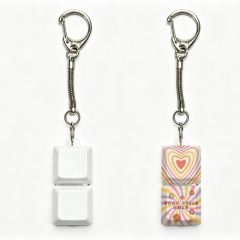 Sublimation Blank Stress Relief Push Button Keychain LED Light Up Keycaps Keyring 3 Designs Regular & Glowing Version for Personalized Gift DIY Craft