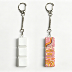 Sublimation Blank Stress Relief Push Button Keychain LED Light Up Keycaps Keyring 3 Designs Regular & Glowing Version for Personalized Gift DIY Craft
