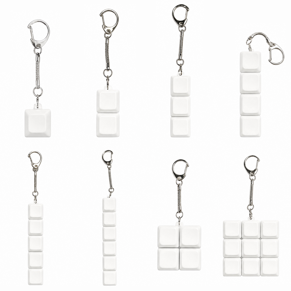 Sublimation Blank Stress Relief Push Button Keychain LED Light Up Keycaps Keyring 3 Designs Regular & Glowing Version for Personalized Gift DIY Craft