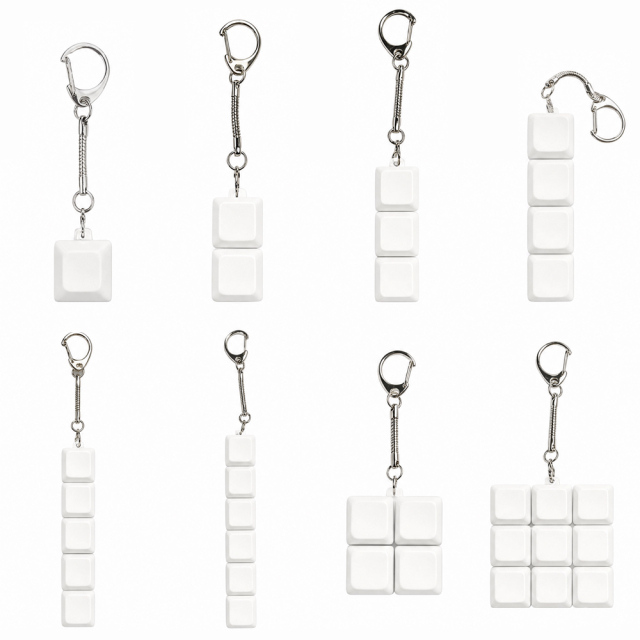 Sublimation Blank Stress Relief Push Button Keychain LED Light Up Keycaps Keyring 3 Designs Regular & Glowing Version for Personalized Gift DIY Craft