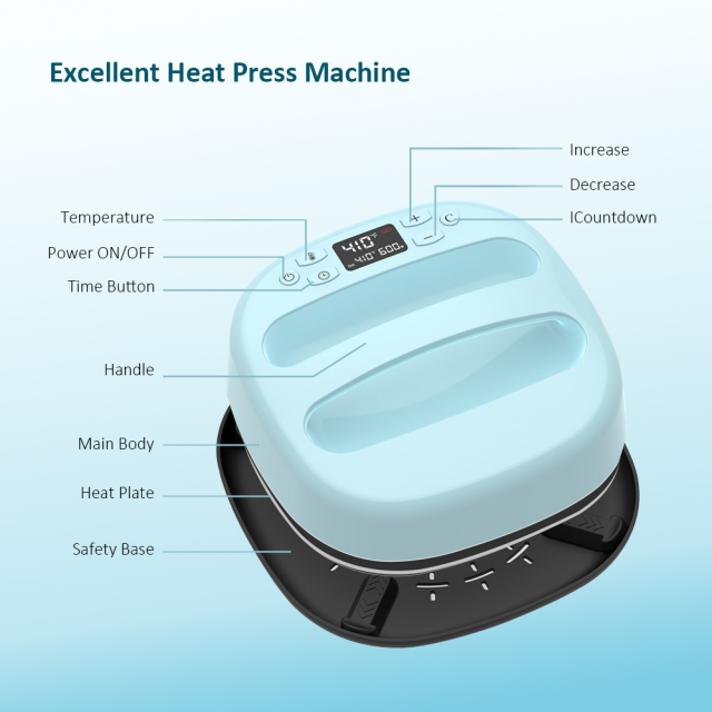 10" Sublimation & Heat Press Machine & New 10-Inch Heat Press Machine for Heat Transfer| Bule Color Adjustable Precise Temperature Setting