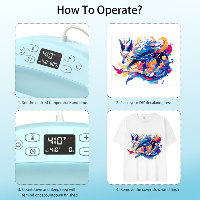 10" Sublimation & Heat Press Machine & New 10-Inch Heat Press Machine for Heat Transfer| Bule Color Adjustable Precise Temperature Setting
