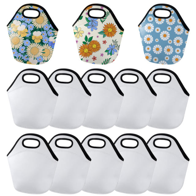 Sublimation Blank Neoprene Tote Lunch Bag - 30x30x16cm Reusable Lunch/Fruit Carrier for Custom DIY Crafts & Promotional Gifts (Single/Double Side Printing Available)