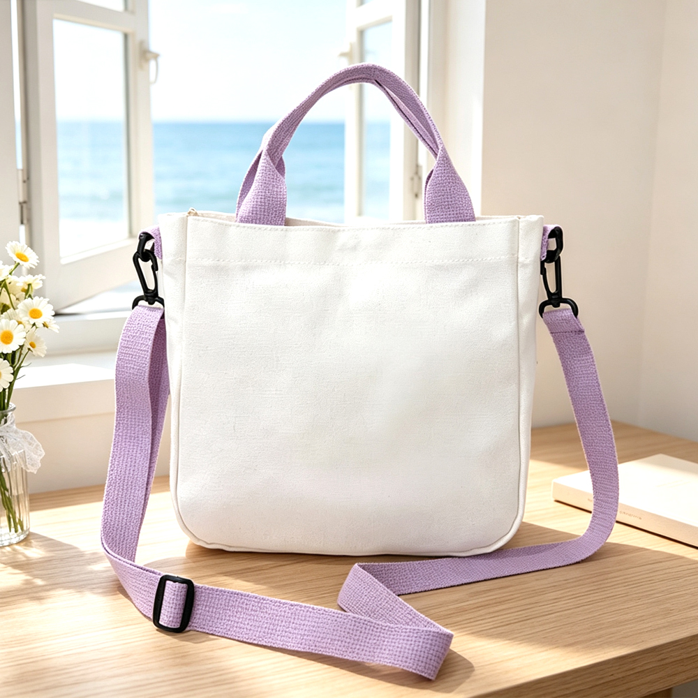 Sublimation Blank Canvas Crossbody Bag - 23x22x6cm DIY Heat Transfer Shoulder Bag for Custom DIY Crafts | 4 Colors - Pink/Purple/Blue/Black for Personalized Gifts & Promotional Giveaways