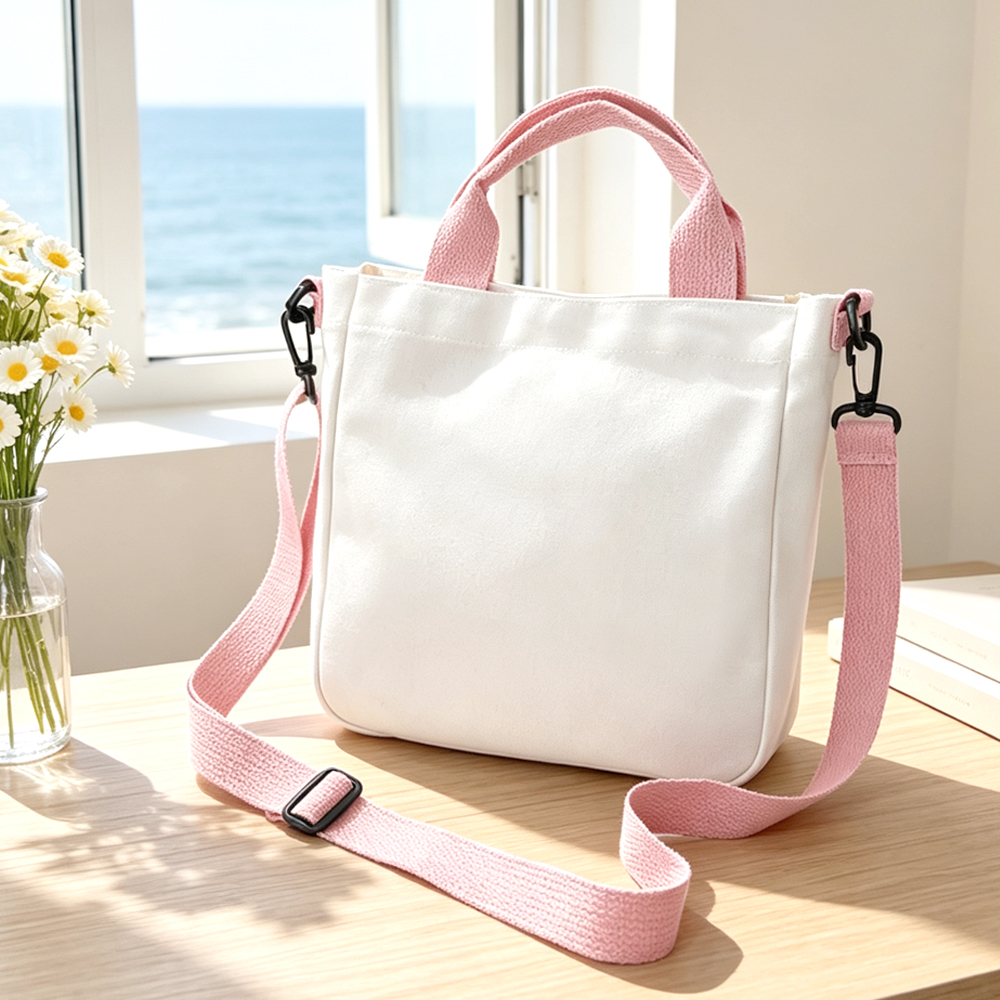Sublimation Blank Canvas Crossbody Bag - 23x22x6cm DIY Heat Transfer Shoulder Bag for Custom DIY Crafts | 4 Colors - Pink/Purple/Blue/Black for Personalized Gifts & Promotional Giveaways