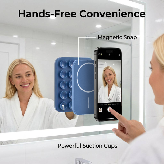 Universal Magnetic Silicone Suction Pad - Powerful Phone Gripper for Vlog Recording & Hands-Free Viewing | Direct Use & Non-thermal Transfer| Strong Grip Phone Holder for Live Streaming | Compatible With Apple Samsung Xiaomi Huawei Smartphones
