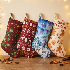 Custom Printed with Your Own Designs | Custom Sublimation Christmas Stockings 20x40x28cm Personalized Xmas Socks Perfect for Christmas Home Decorations &Gifts