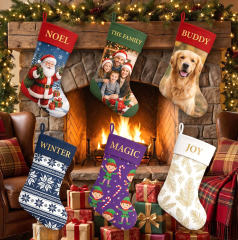 Custom Printed with Your Own Designs | Custom Sublimation Christmas Stockings 20x40x28cm Personalized Xmas Socks Perfect for Christmas Home Decorations &Gifts