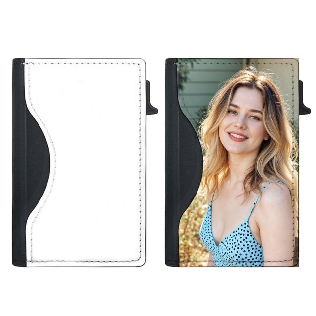 Sublimation Blank Magnetic Snap Card Holder for IPhone Usage | Multi-card Storage Made of PU + Aluminum Case DIY heat Transfer Customization | 7*10.1*1.5cm