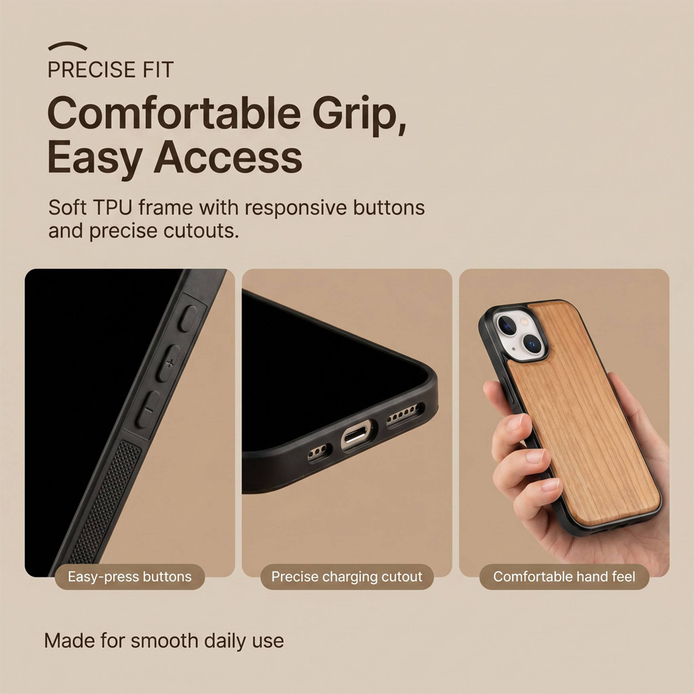 Natural Wood Phone Cases For IPhone 11 -17 Series | 5 Natural Wood Texture Finishes - Suitable for Laser-Engravable Or Direct To Use