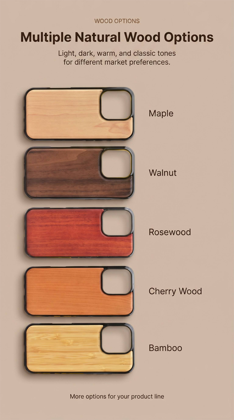 Natural Wood Phone Cases For IPhone 11 -17 Series | 5 Natural Wood Texture Finishes - Suitable for Laser-Engravable Or Direct To Use