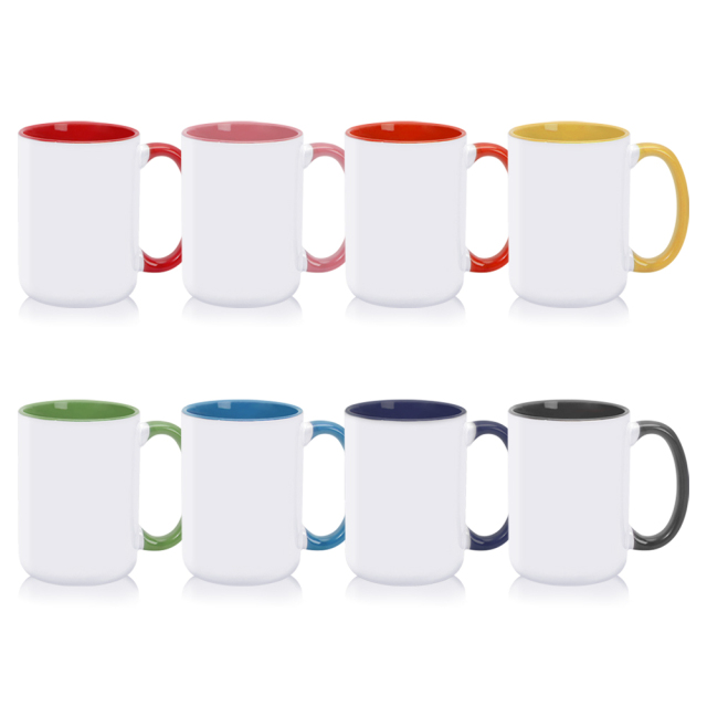 Sublimation Blank 15OZ / 450ml Blank Mugs Custom Colorful Ceramic Coffee Mugs With Handle DIY Personalized Ceramic Cups 15oz Ceramic Mugs With Variety of Packing Methods