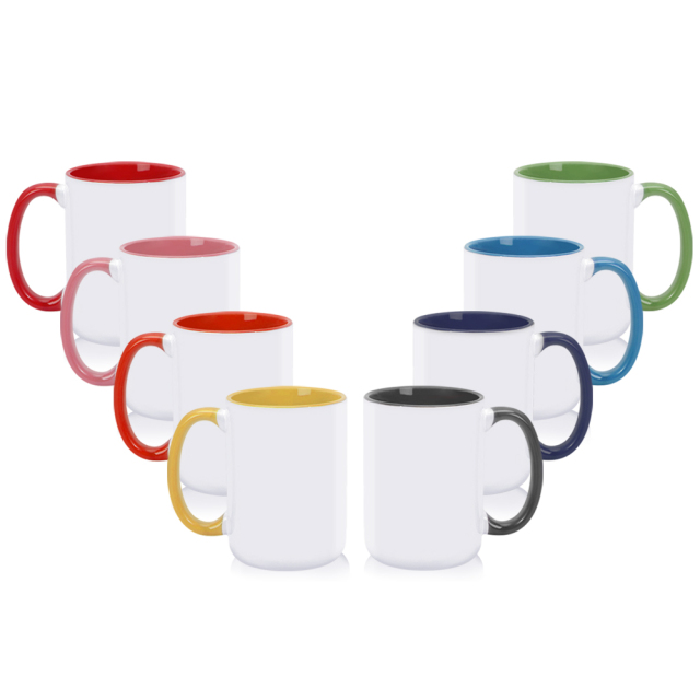 Sublimation Blank 15OZ / 450ml Blank Mugs Custom Colorful Ceramic Coffee Mugs With Handle DIY Personalized Ceramic Cups 15oz Ceramic Mugs With Variety of Packing Methods