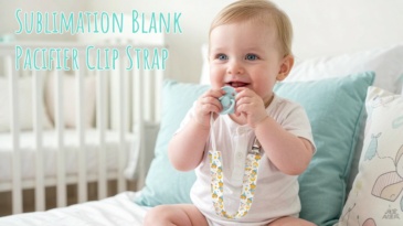 Sublimation Blank Polyester Pacifier Clip With Tether for Double-Sided Printijng | Custom DIY Heat Transfer Baby Bib Holder & Pacifier Lanyard Clip | 20*2.5 cm