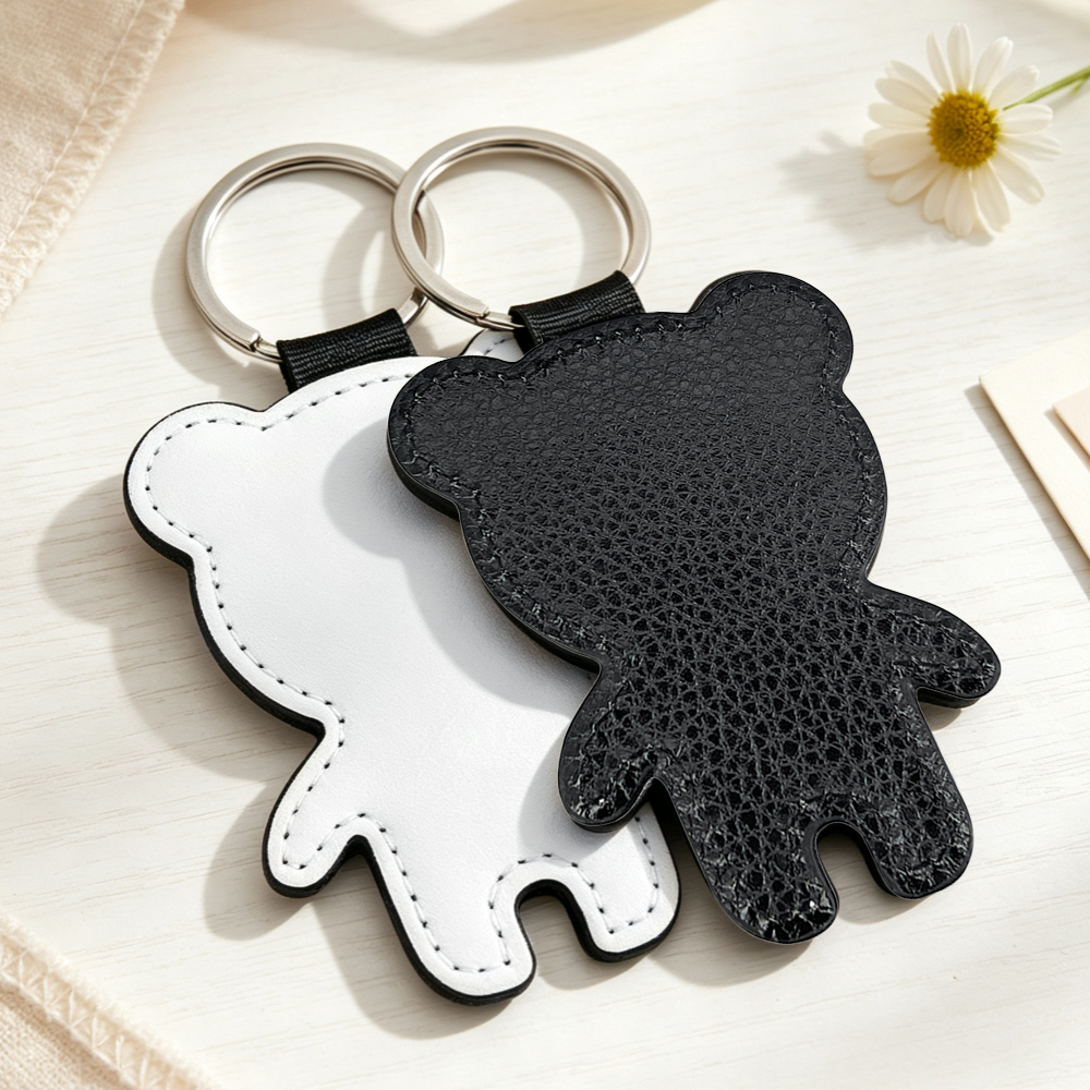 Sublimation Blank PU &Polyester Keychains & Bear Shape Pendants Custom DIY Bear Key Rings | For Single-sided Printing & Double-sided Printing Options