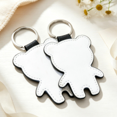 Sublimation Blank PU &Polyester Keychains & Bear Shape Pendants Custom DIY Bear Key Rings | For Single-sided Printing & Double-sided Printing Options
