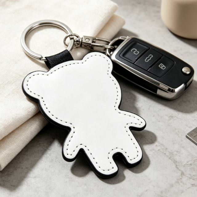 Sublimation Blank PU &Polyester Keychains & Bear Shape Pendants Custom DIY Bear Key Rings | For Single-sided Printing & Double-sided Printing Options