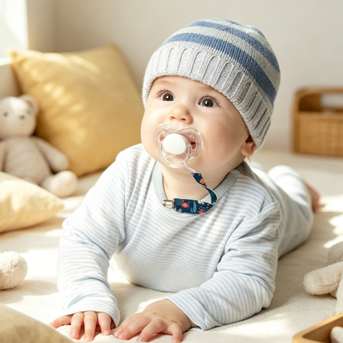 Sublimation Blank Polyester Pacifier Clip With Tether for Double-Sided Printijng | Custom DIY Heat Transfer Baby Bib Holder & Pacifier Lanyard Clip | 20*2.5 cm