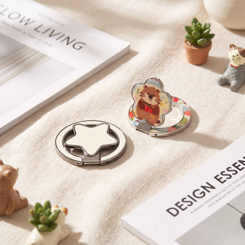 Sublimation Blank Magnetic Ring Holder Made of  PET Plus Metal - 5 Variations | Custom DIY Magnetic Desktop Stand & Lazy Holder DIY Phone Stand | With & Without Magnet Options | 5 Shapes