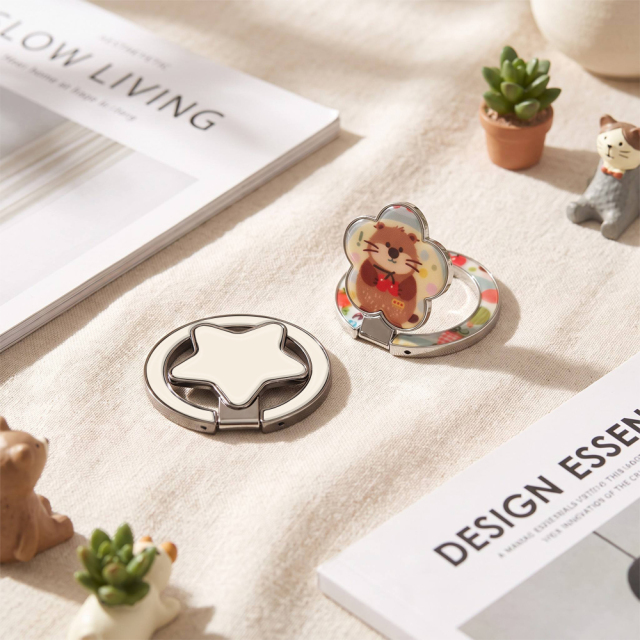Sublimation Blank Magnetic Ring Holder Made of  PET Plus Metal - 5 Variations | Custom DIY Magnetic Desktop Stand & Lazy Holder DIY Phone Stand | With & Without Magnet Options | 5 Shapes