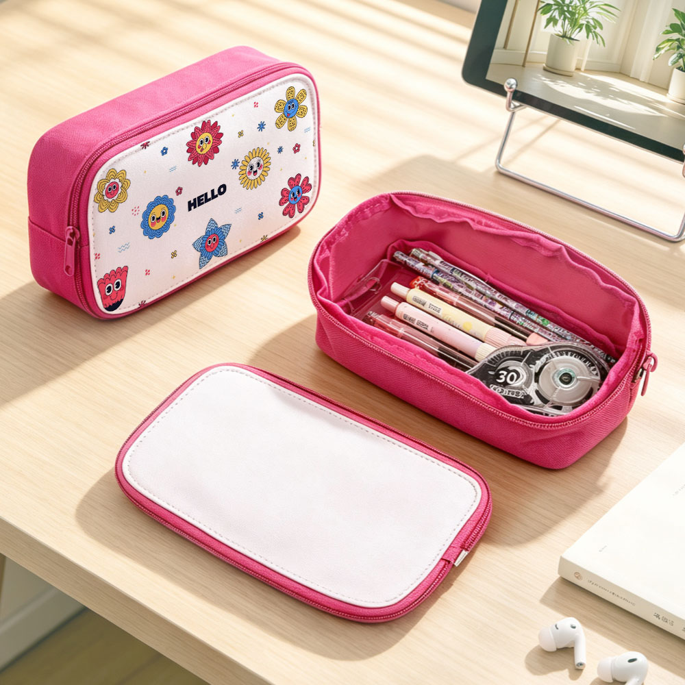 Sublimation Blank Polyester Pencil Case & Makeup Bags for Single-Sided Printing | 22*12*7cm Custom DIY Pencil Case 5 Vibrant Colors Available