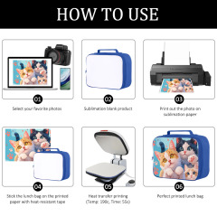 Sublimation Blank Polyester Insulated Lunch Tote Bag for Single-Sided Printing | Custom DIY Lunch Bags -  26*9*20cm | 5 Colors Options