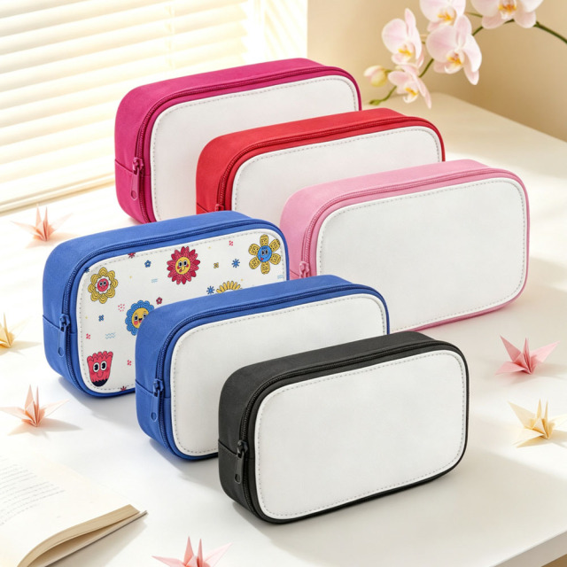 Sublimation Blank Polyester Pencil Case & Makeup Bags for Single-Sided Printing | 22*12*7cm Custom DIY Pencil Case 5 Vibrant Colors Available
