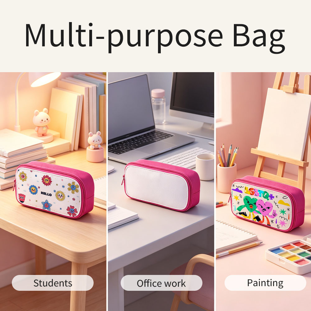 Sublimation Blank Polyester Pencil Case & Makeup Bags for Single-Sided Printing | 22*12*7cm Custom DIY Pencil Case 5 Vibrant Colors Available