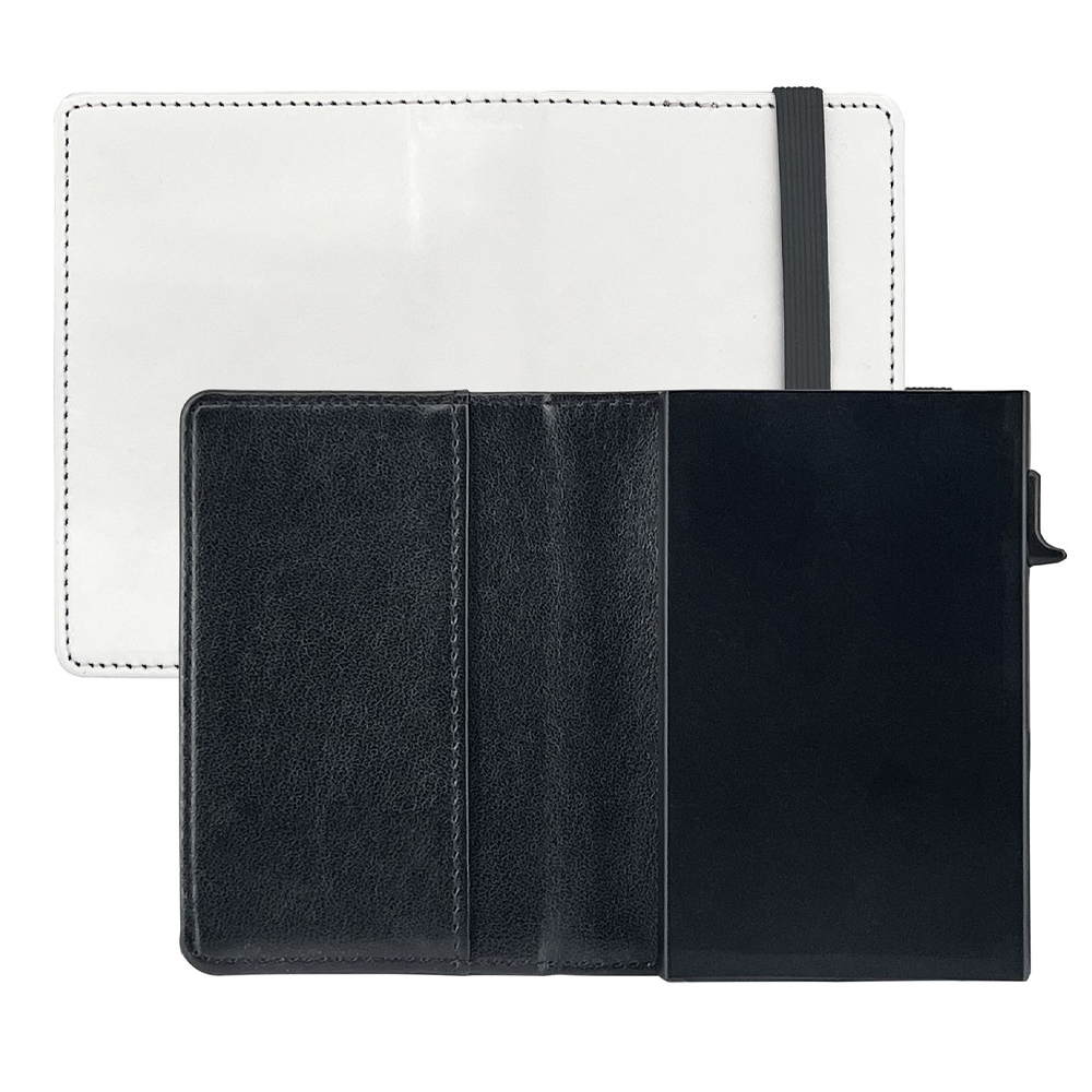 Sublimation Blank PU Leather Card Holder 4-Card Capacity Custom DIY Automatic Pop-Up Black / Brown Card Holders Heat Transfer Blanks for Custom Logo
