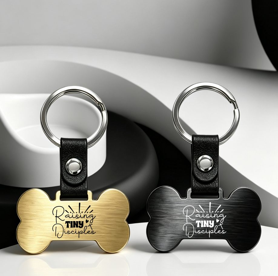 Laser Engraved Style Stainless Steel Keychains Series | 5 Shapes & 2 Colors (Gold & Black) Options | Non-Sublimation Metal Key Rings for Gifts & Promotions