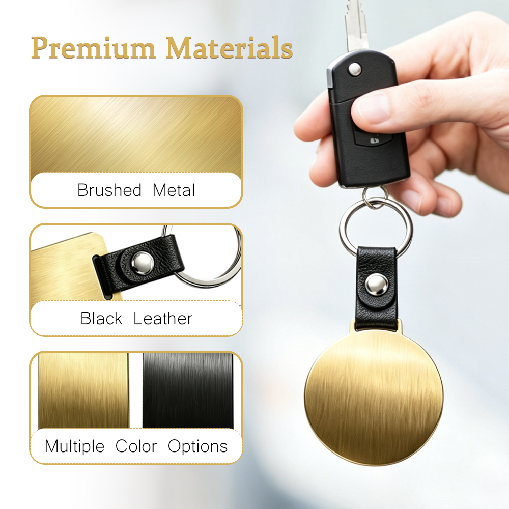 Laser Engraved Style Stainless Steel Keychains Series | 5 Shapes & 2 Colors (Gold & Black) Options | Non-Sublimation Metal Key Rings for Gifts & Promotions