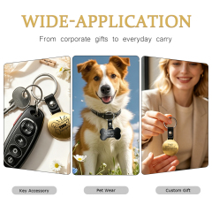 Laser Engraved Style Stainless Steel Keychains Series | 5 Shapes & 2 Colors (Gold & Black) Options | Non-Sublimation Metal Key Rings for Gifts & Promotions