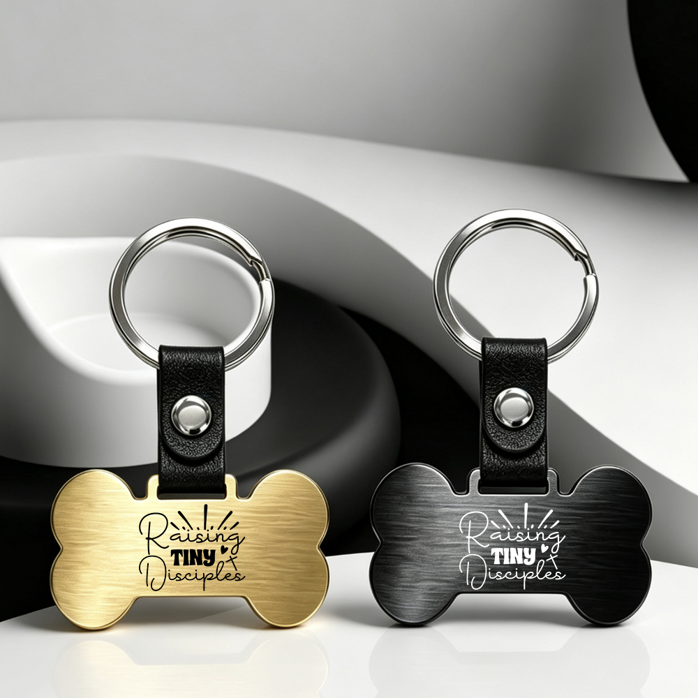 Laser Engraved Style Stainless Steel Keychains Series | 5 Shapes & 2 Colors (Gold & Black) Options | Non-Sublimation Metal Key Rings for Gifts & Promotions
