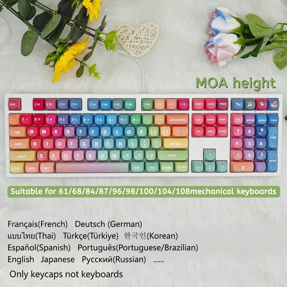 NOVELSUB Sublimation Blank Keycaps PBT Material Custom Dye-Sublimation 3D Keycaps 108 Keys & 140 Keys Set Cherry/XDA/MOA Profiles Wide Compatibility With Mechanical Keyboards