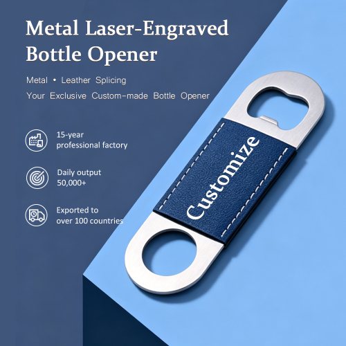 NOVELSUB Laser-Engraved Stainless Steel + PU Leather Blank Bottle Openers | Custom DIY  Bottle Openers for Laser-Engraved Wholesale | 4 Colors &  2 Shapes
