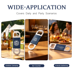NOVELSUB Laser-Engraved Stainless Steel + PU Leather Blank Bottle Openers | Custom DIY  Bottle Openers for Laser-Engraved Wholesale | 4 Colors &  2 Shapes