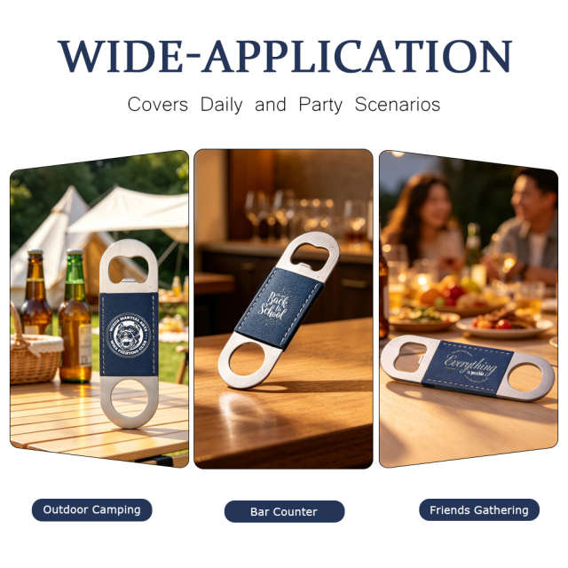 NOVELSUB Laser-Engraved Stainless Steel + PU Leather Blank Bottle Openers | Custom DIY  Bottle Openers for Laser-Engraved Wholesale | 4 Colors &  2 Shapes