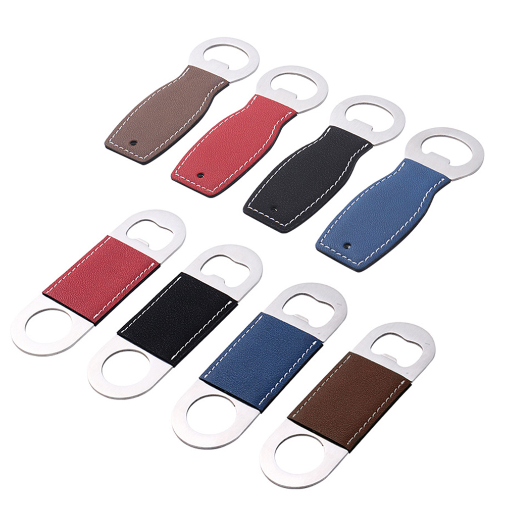 NOVELSUB Laser-Engraved Stainless Steel + PU Leather Blank Bottle Openers | Custom DIY  Bottle Openers for Laser-Engraved Wholesale | 4 Colors &  2 Shapes