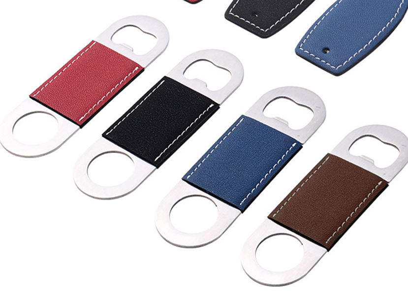 NOVELSUB Laser-Engraved Stainless Steel + PU Leather Blank Bottle Openers | Custom DIY  Bottle Openers for Laser-Engraved Wholesale | 4 Colors &  2 Shapes