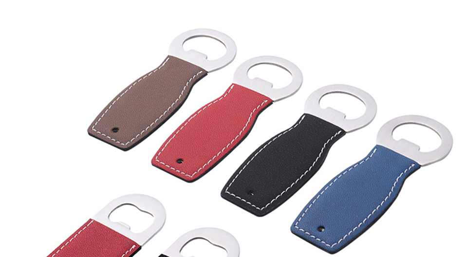 NOVELSUB Laser-Engraved Stainless Steel + PU Leather Blank Bottle Openers | Custom DIY  Bottle Openers for Laser-Engraved Wholesale | 4 Colors &  2 Shapes