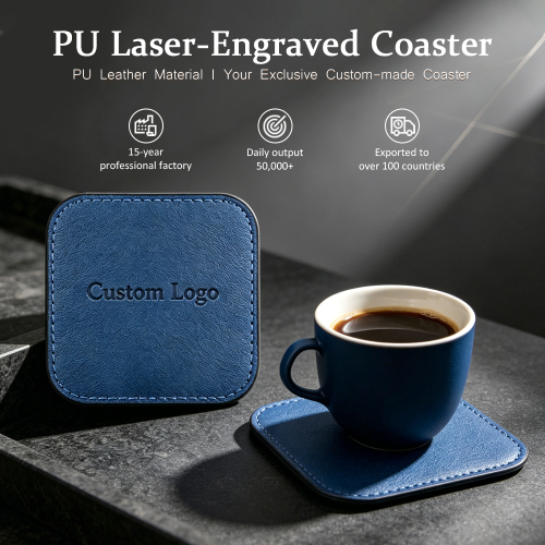 NOVELSUB  for Laser Engravable Blank PU Leather Coasters | Non-Heat Transfer & Ready to Use PU Coasters | 4 Colors & 3 Shapes for Laser Engraving