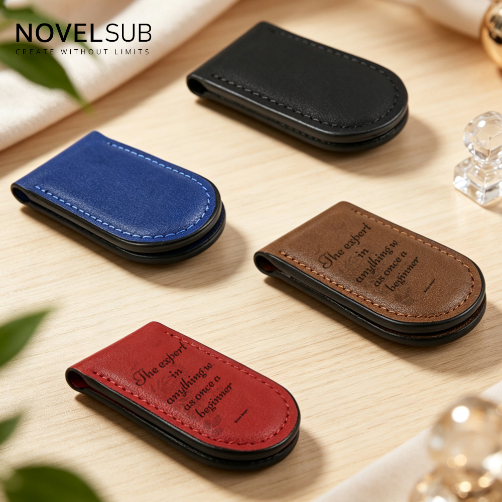 NOVELSUB Laser Engravable Blank PU Leather Money Clips | Non-Heat Transfer Strong Magnetic Money Clip | 4 Colors Ready to Use Magnetic Closure Card Holder